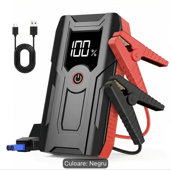 Starter auto portabil 5000A cu Power Bank și Display LED