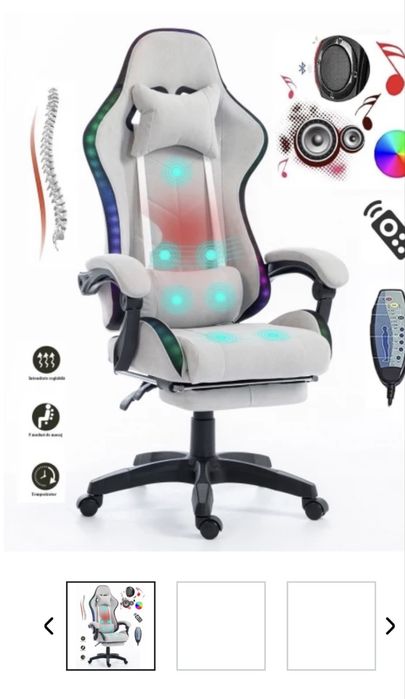 Vand scaun gaming cu masaj in 5 puncte RGB