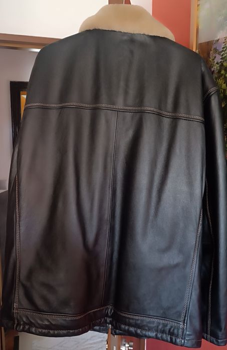 Geacă de piele cu blană de iepure