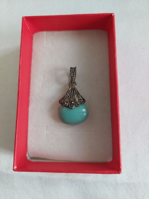 Pandant argint cu piatra semipretioasa peruzea turcoaz