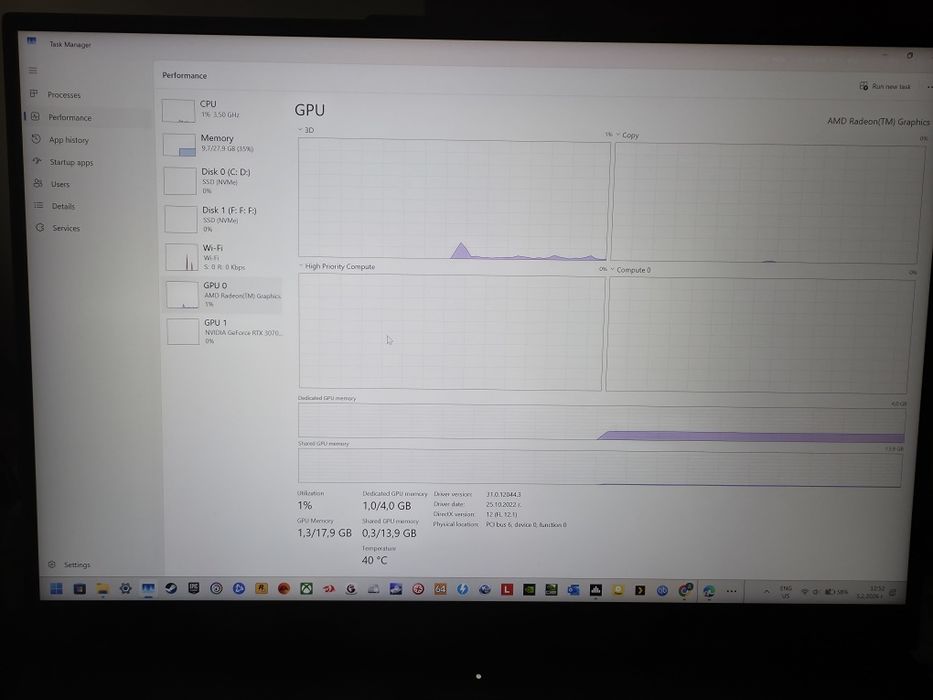 Лаптоп Lenovo Legion 16ACH6H RTX 3070 8 GB, 32GB RAM, 2 TB SSD, RYZEN 7 5800H.