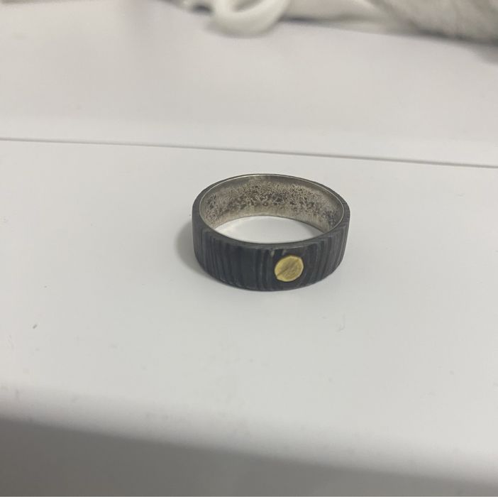 Inel otel cu aur 18k , design modern, minimalist