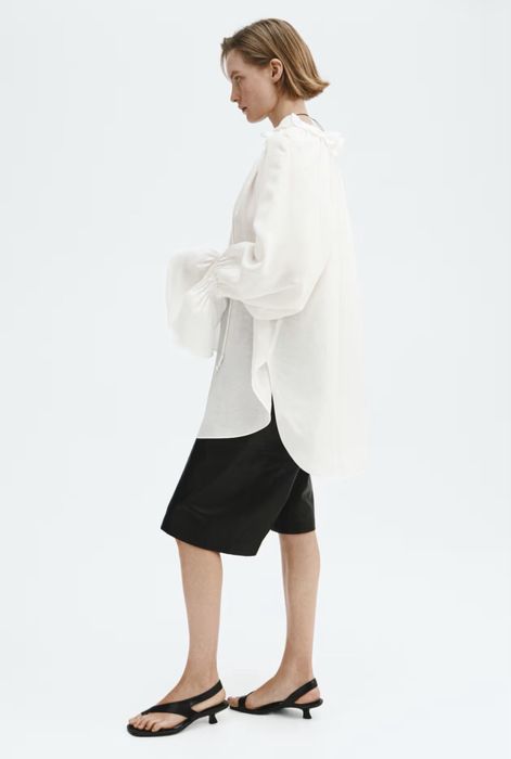 Обемна риза от ленена смес H&M