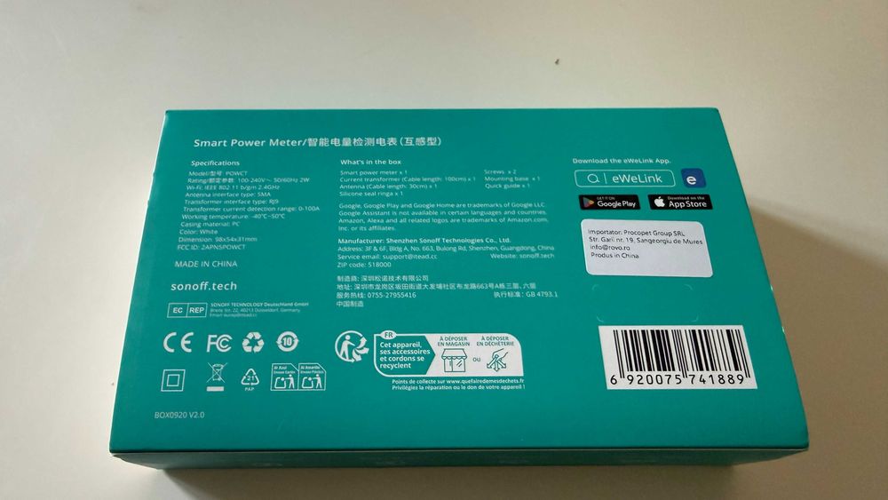 Vand smartmeter Sonoff bidirectional POWCT 50A