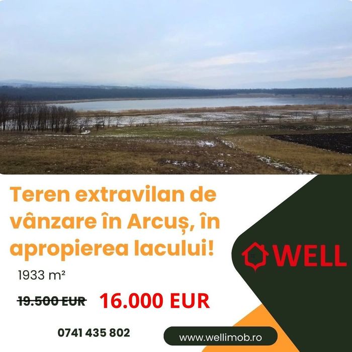 Teren extravilan de vânzare în Arcuș, în apropierea lacului!