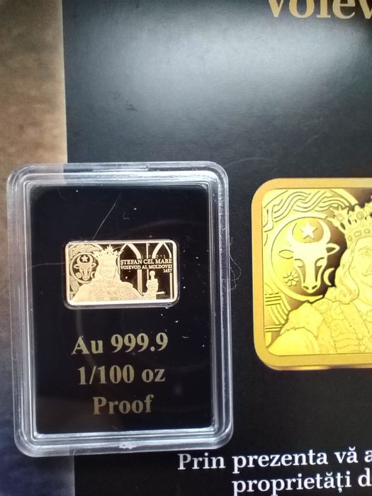 Medalion aur miniatura Stefan Cel Mare -aur pur