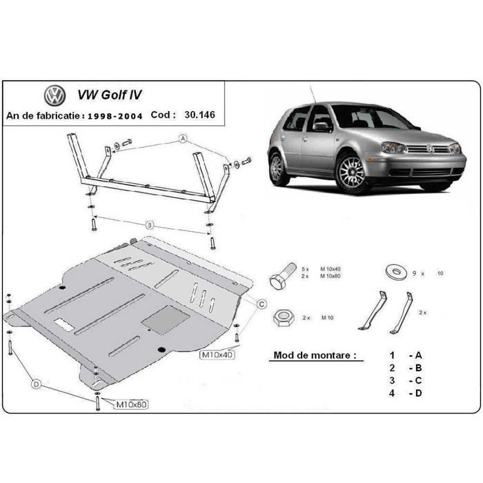 VW GOLF 4 1998 – 2006 Scut motor metalic