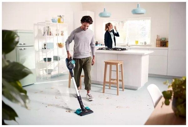 Вертикальный беспроводной пылесос Philips FC6718/01, цвет черный/синий