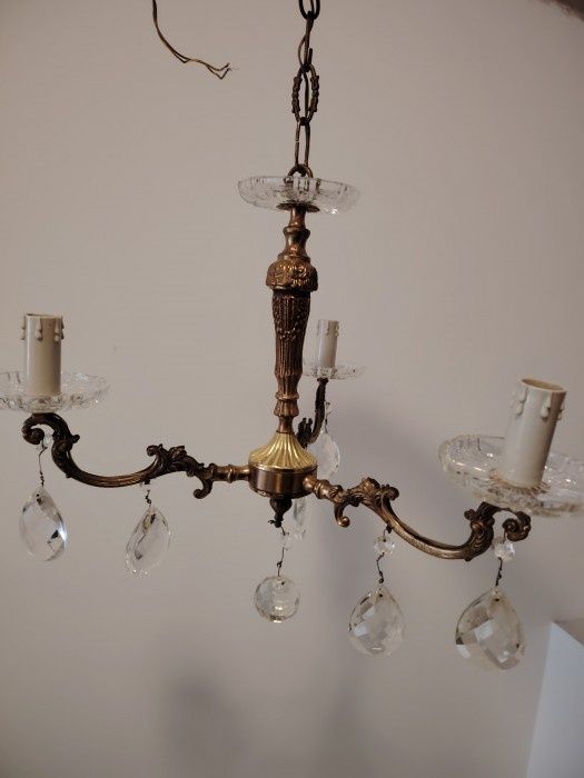 Superb candelabru antic cu 3 brațe in stilul francez Louis din bronz ș
