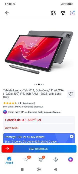 Vând tableta Lenovo tab M11 cu pix ,sigilata