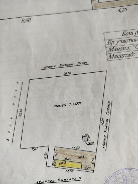 Yangi Toshkent 7,35 sotixli xovli sotiladi.