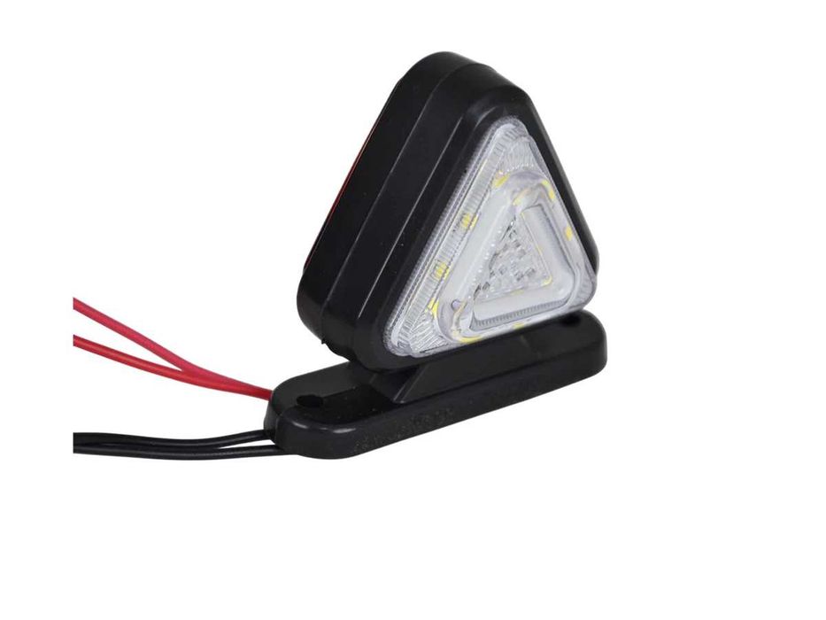 1бр. Триъгълно ЛЕД LED рогче с 18 диода, червено-бяло, 12-24V