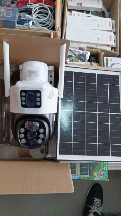 Двойна Соларна безжична водоустойчива камера WIFI 10MP  LED
