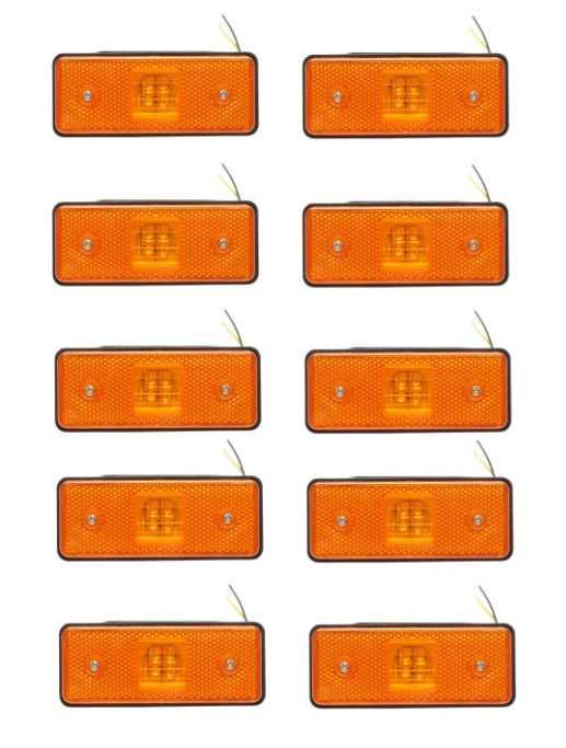 10 x Lampă laterală cu 4 LED-uri SMD pentru camion 12V-24V GALBENA