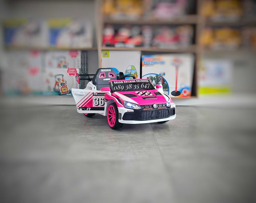 ТОП ЦЕНА!НОВО!Акумулаторна кола VW Drift PINK с 12V,функция дрифт,USB