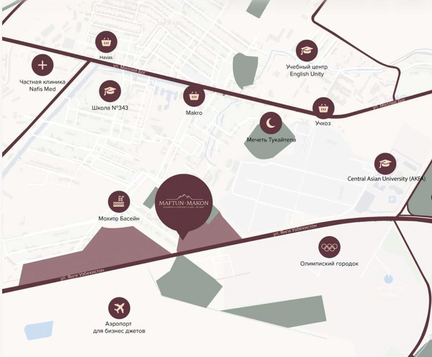 Квартира в районе Нового центра Ташкента вдоль улицы Янги Узбекистон.