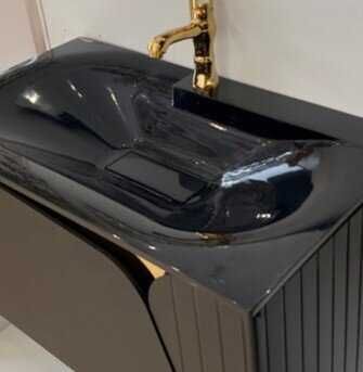 PVC шкаф за баня с мивка VIVA BLACK 80 см