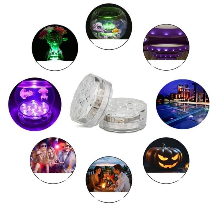 Set 4 led subacvatice ambientale RGB cu telecomanda IP 68