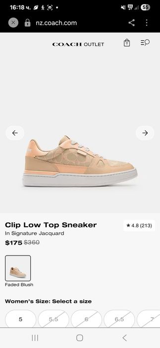 Coach Clip Low Top Sneaker in Signature Jacquard нови оригинални олекотени дамски сникърси