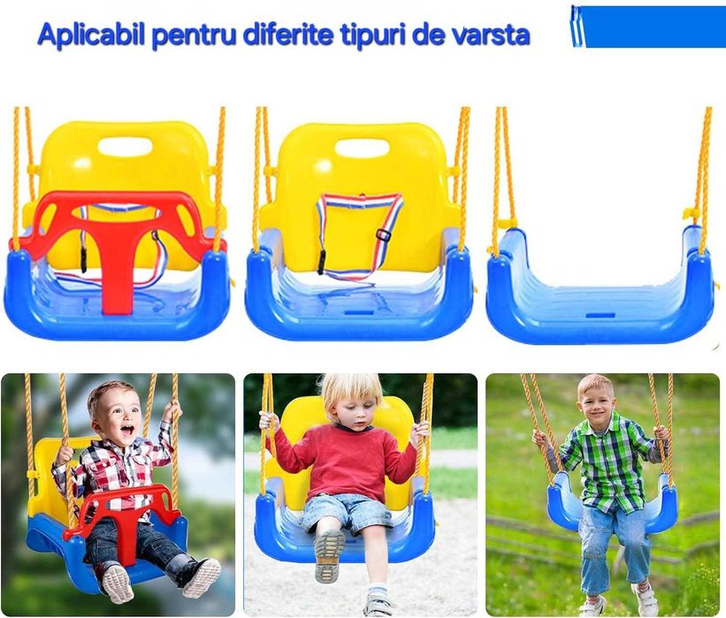 Leagan de copii 3 in 1, pentru curte sau gradina, spatios/detasabil