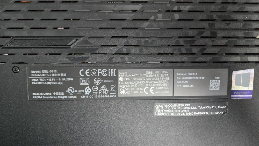 Asus g512LV ноутбук