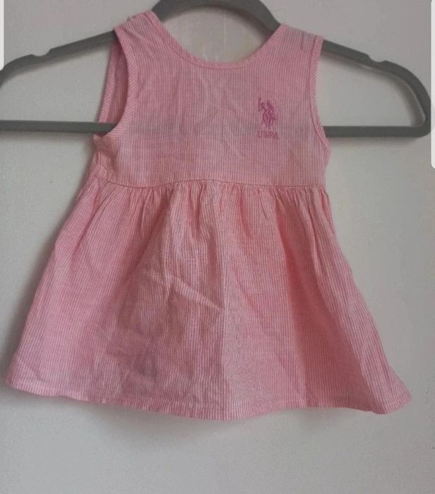 Rochiță bebe 6-9 luni – USPA, roz cu dungi fine