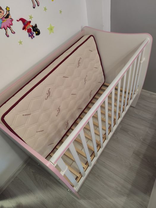 Бебешко дървено легло Lorelli Matrix Розово