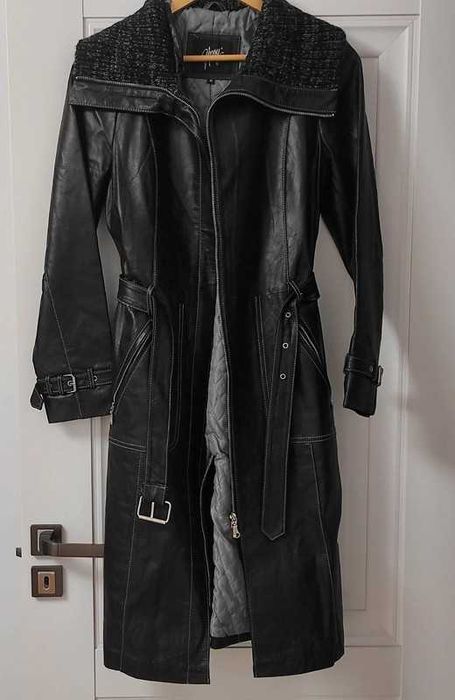 Haină de piele lungă vintage