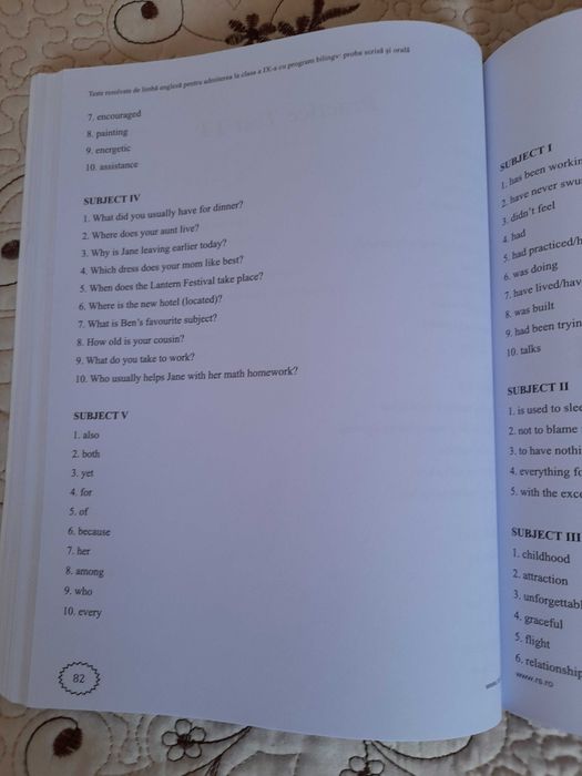 Teste rezolvate limba engleza clase cu profil bilingv