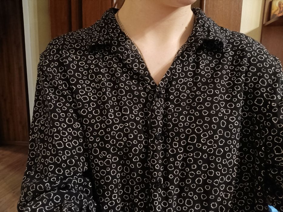 Классическая чёрная женская рубашка/блузка леопард