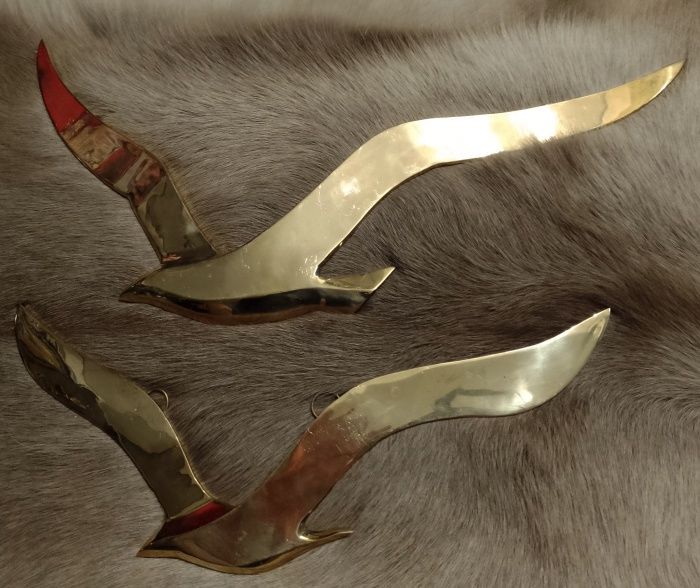 Set sculpturi din alama masiva, aplice cocori de perete piese cu un fo