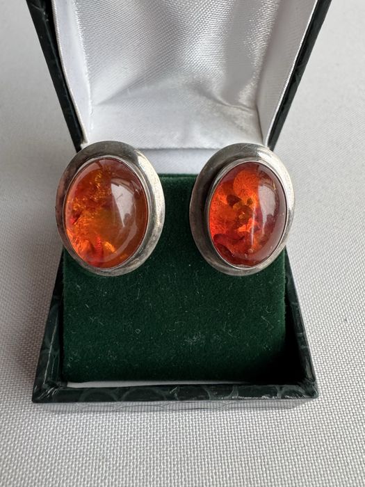 Cercei din argint si chihlimbar