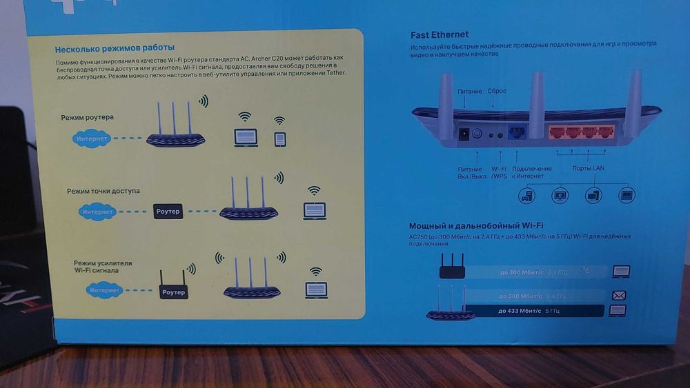 Двухдиапазонный Wi-Fi роутер TP-Link Archer C20 (3 в 1)