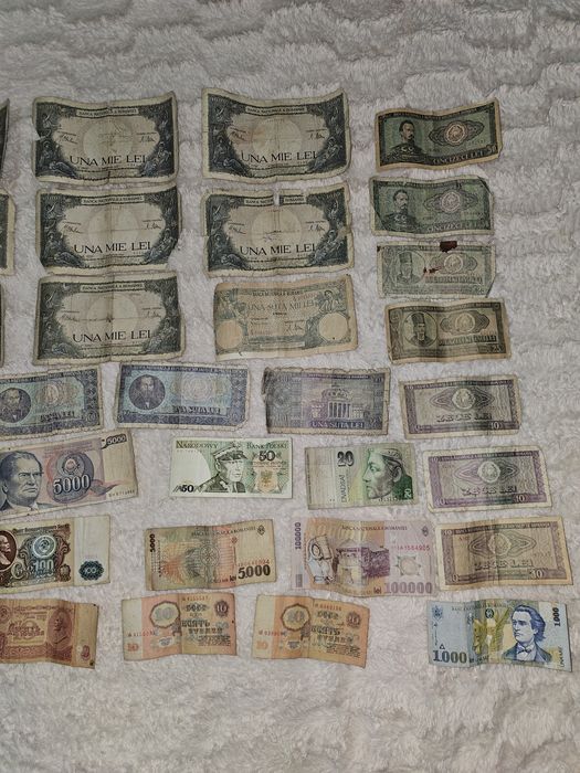 Lot 45 bancnote vechi Romania Iugoslavia URSS etc. 1941–2001 colectie