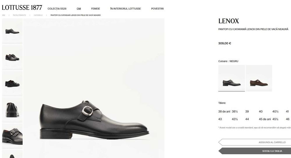 Pantofi monk 43 de lux Lottusse lucrati manual cap toe brogue piele naturala moale