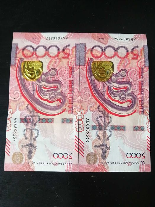 Денежные купюры 5000 тенге