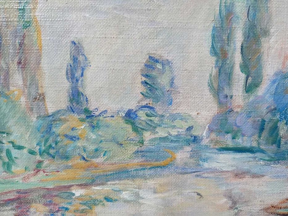 Tablou vechi - pe malul apei - semnat Darascu