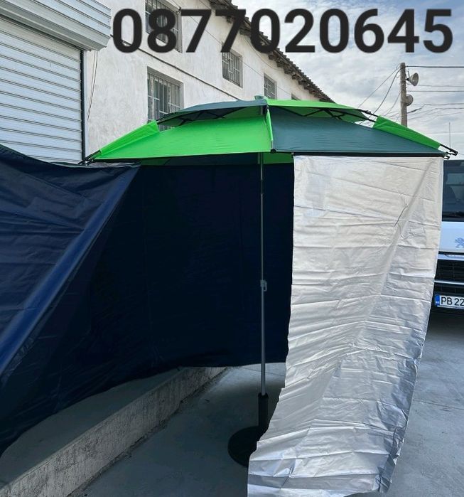 Чадър със странична тента диаметър 2.40м Uv защита 65 + Клапа