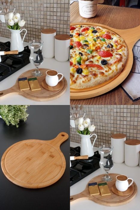 Кръгла бамбукова дъска за пица - два размера