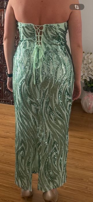 Rochie midi verde cu sclipici