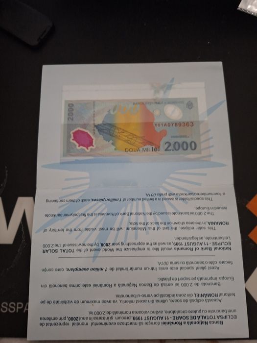 Vând bancnotă eclipsă solara, mai multe in descriere