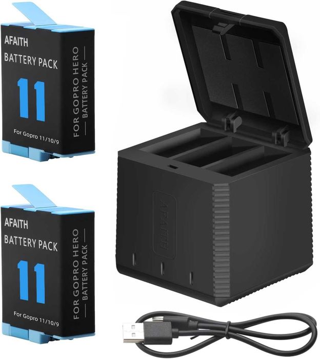 Комплект зарядна станция за GoPro Hero 9 / 10 / 11 с 2 батерии и USB-C