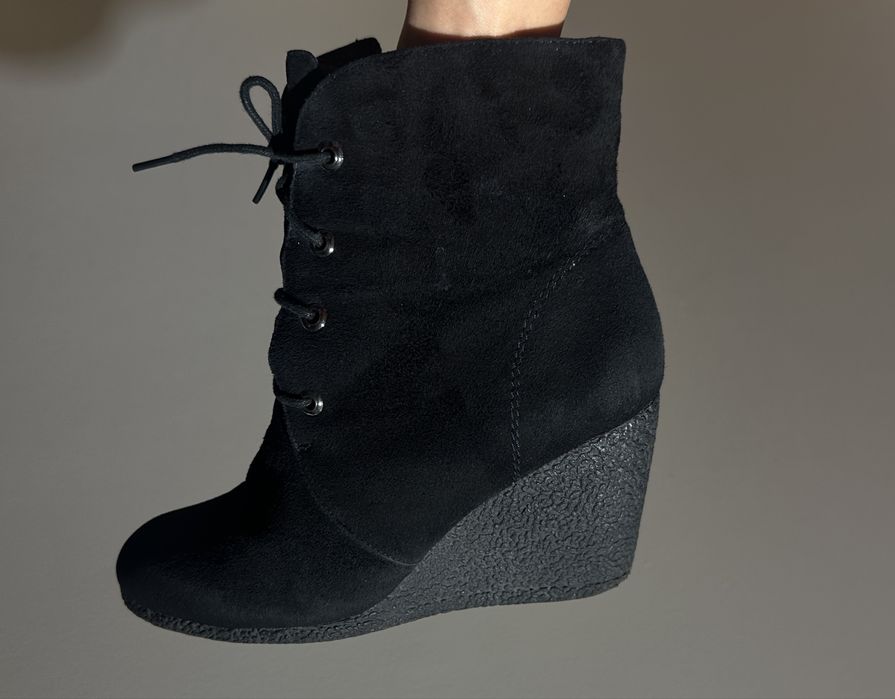 Ботильоны зимние из натуральной замши и цигейки