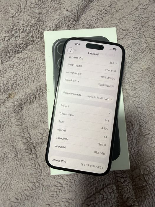 Iphone 16 ca nou/garantie/baterrie 100%