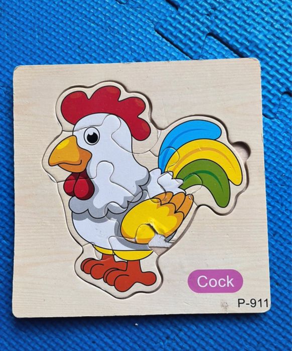 Jucarie Montessori din lemn pentru stivuire + puzzle