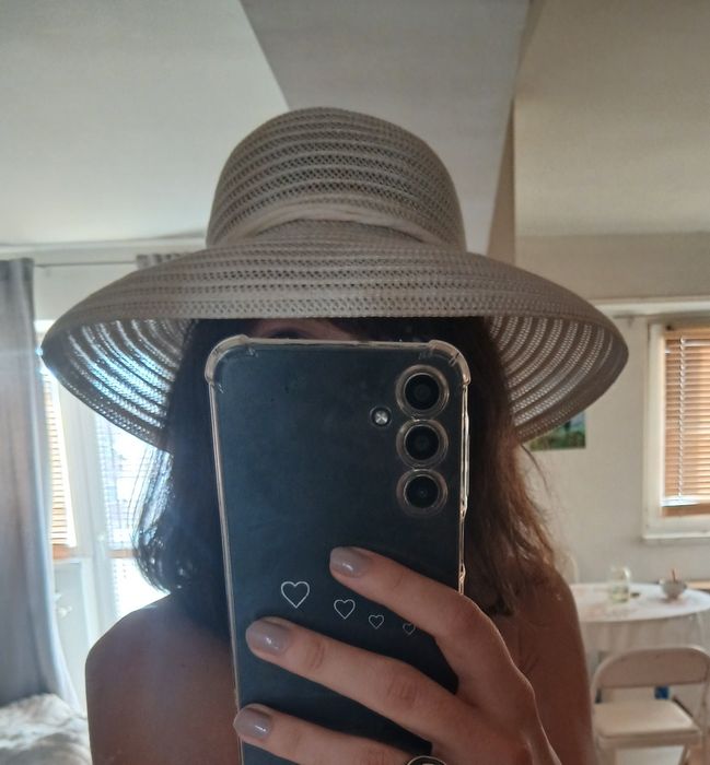 Pălărie de vară din paie, crem, model elegant boho