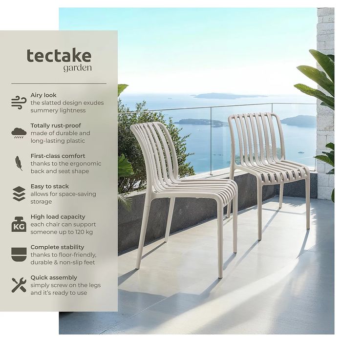 Комплект от  2 броя градински стола плътна пластмаса