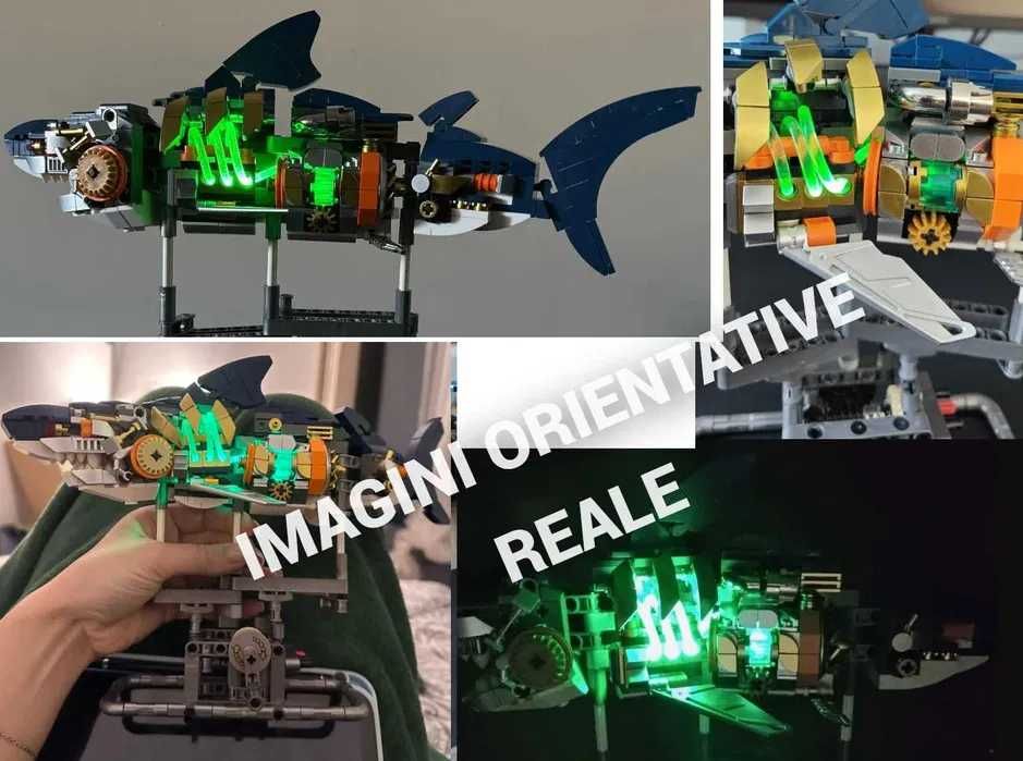 NOU Compatibil joc lego Rechin luminos 24cm 687pcs