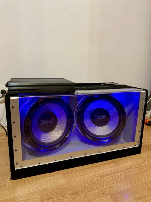 Subwoofer 2x12 inch Magnat 600W Rms/statie Crunch 500w Rms