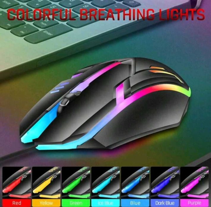 Mouse cu 3 taste cu fir Iluminare colorată pentru jocuri